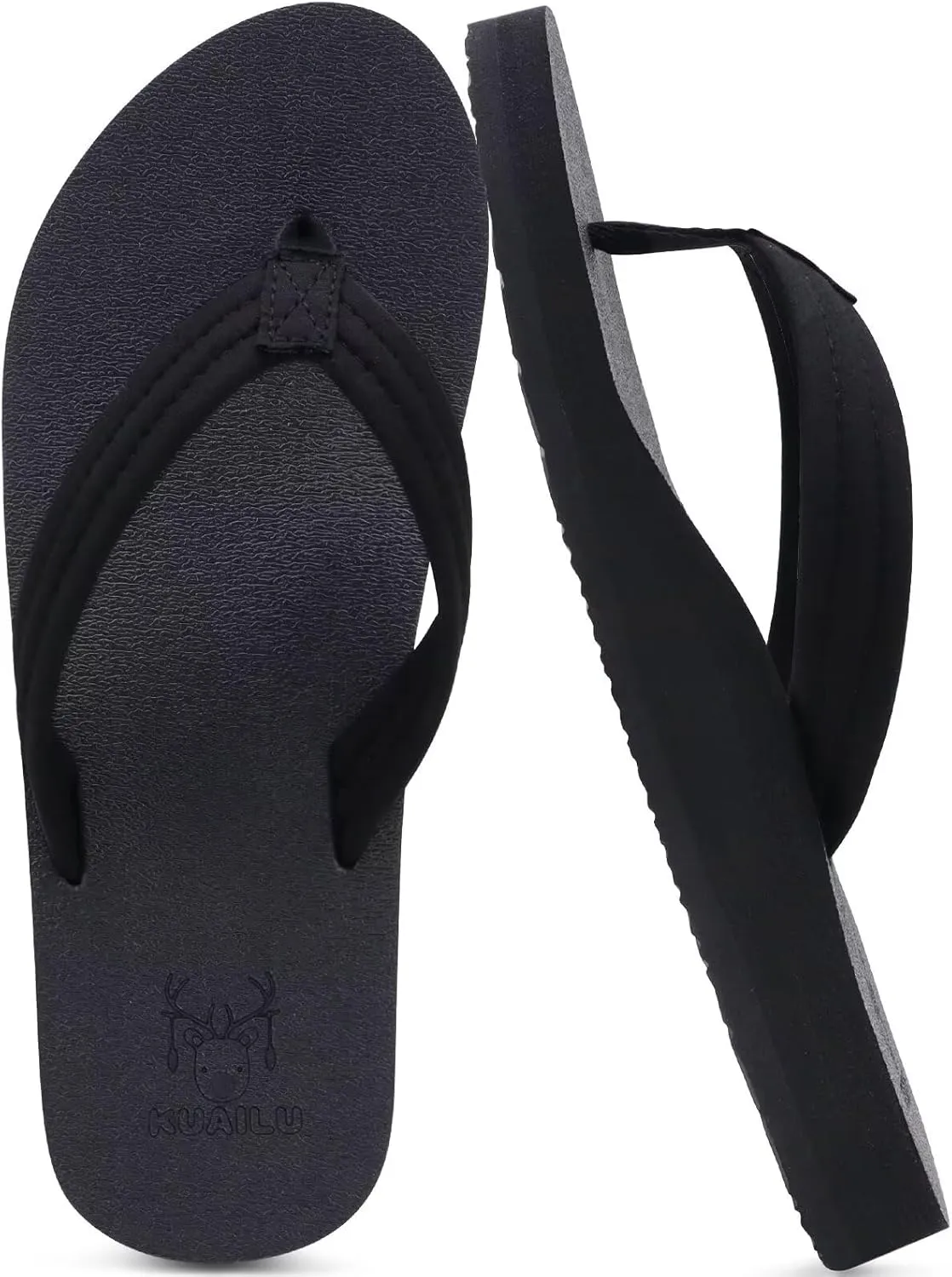 KuaiLu Womens Arch Support Flip Flops Ladies Comfort Lightweight Soft Yoga Mat Cushion Walking Thong Sandals
