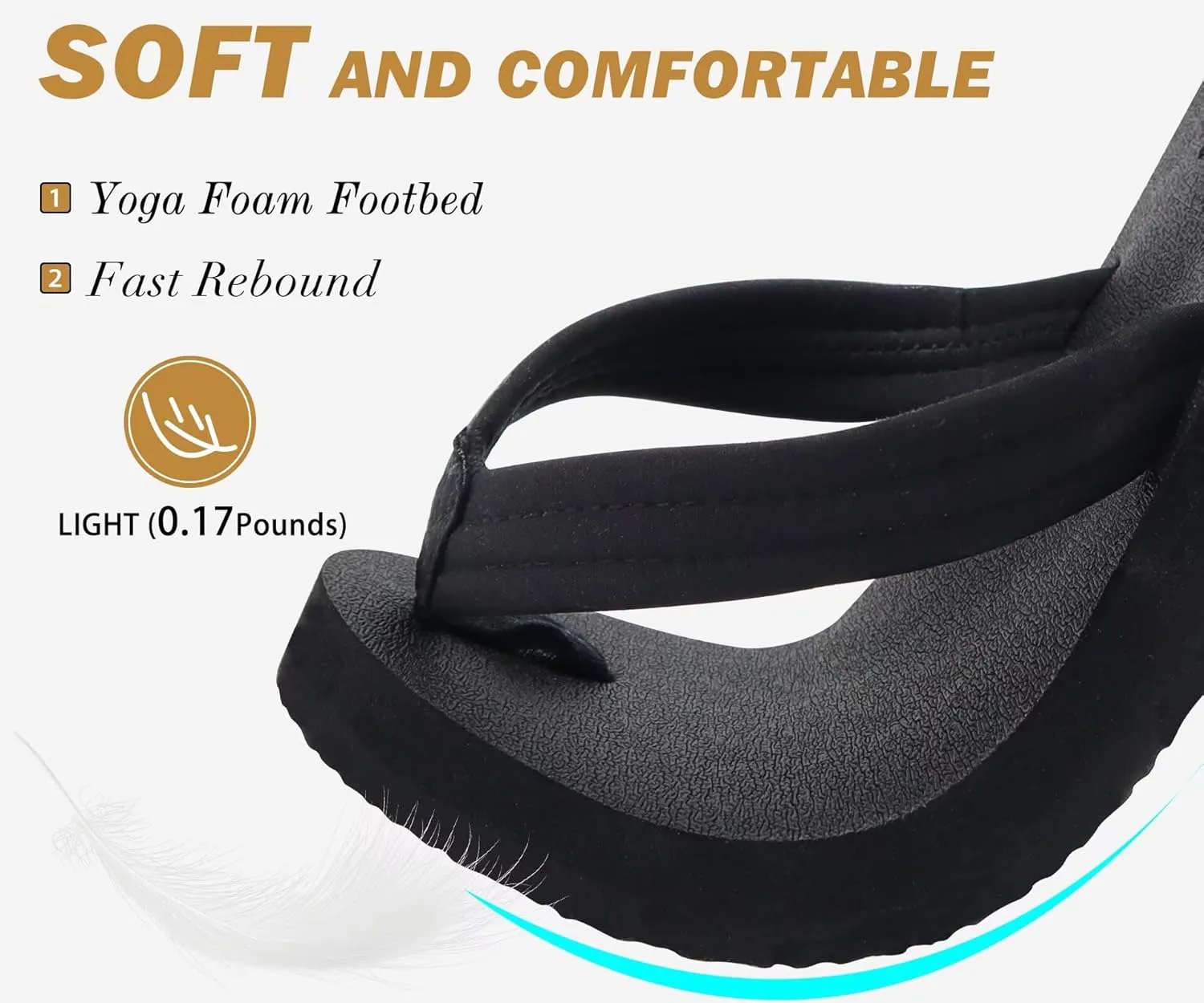 KuaiLu Womens Arch Support Flip Flops Ladies Comfort Lightweight Soft Yoga Mat Cushion Walking Thong Sandals