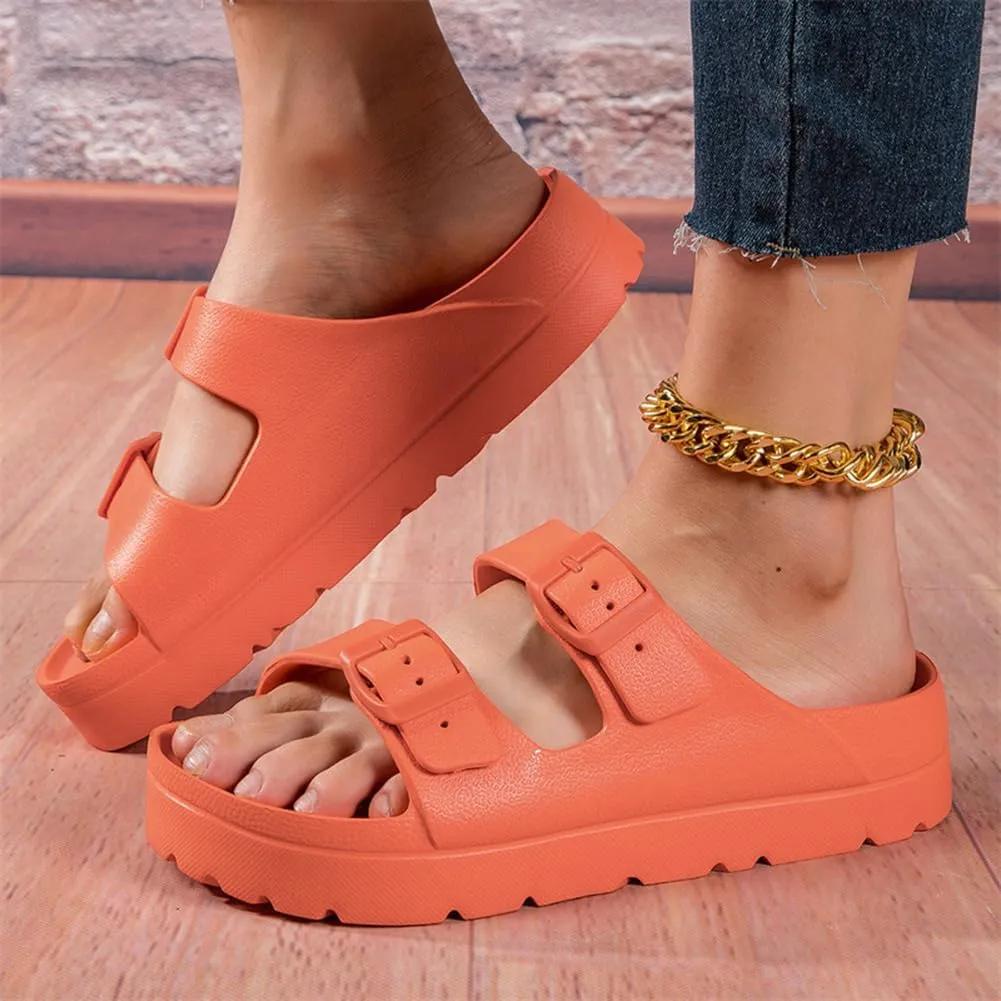 L LOUBIT Women's Platform Sandals with Arch Support Pillow Soft Adjustable Buckle Slides Lightweight Non-Slip Summer Beach Shoes