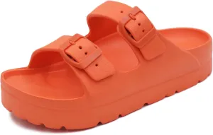 L LOUBIT Women's Platform Sandals with Arch Support Pillow Soft Adjustable Buckle Slides Lightweight Non-Slip Summer Beach Shoes