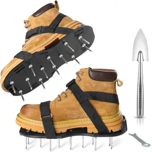 Lawn Aerator Shoes, Upgrade 2.2'Heavy Duty Spike Shoes Lawn Aerating with Hook&Loop Straps, Free-Installation Grass Aerator Lawn Tool One Size Fits All Spiked Sandals for Yard Patio Garden Grass Green
