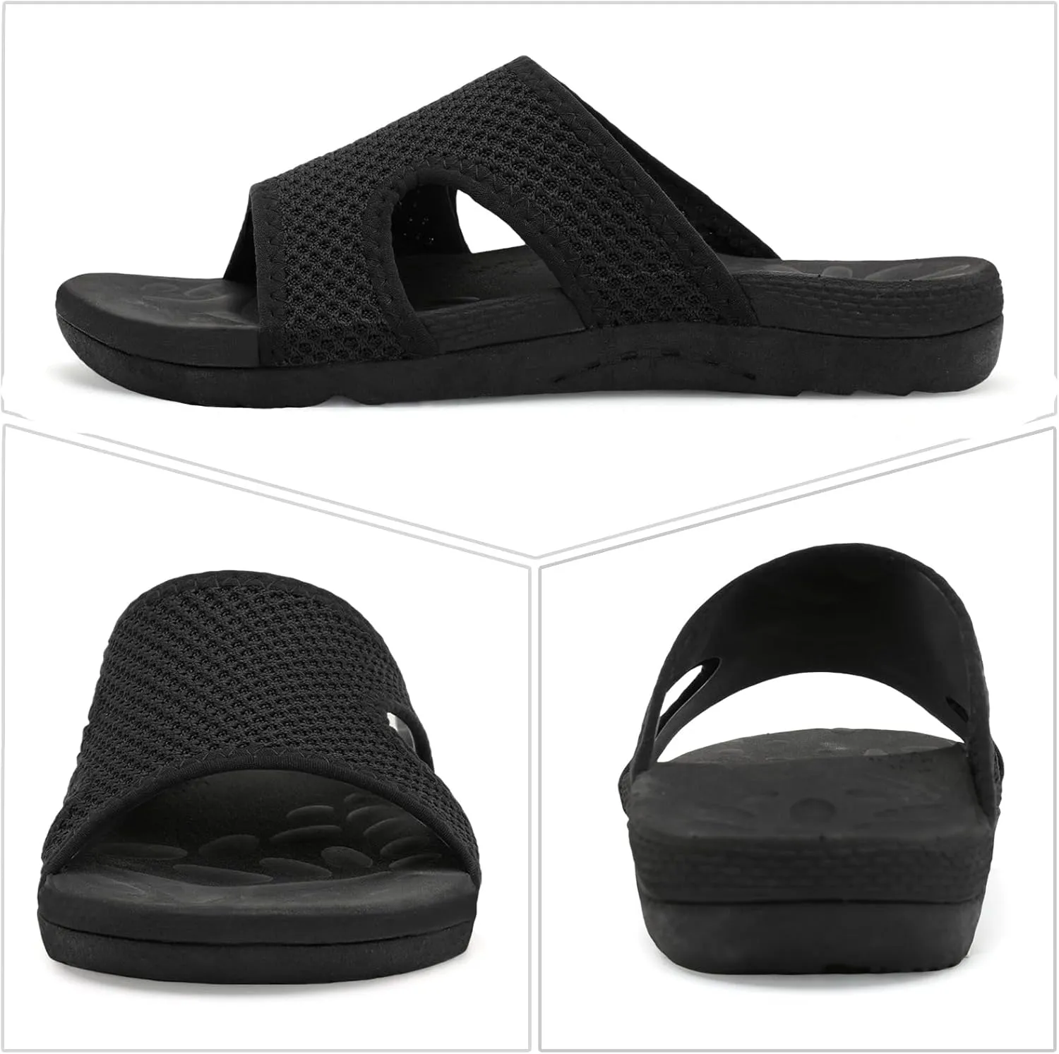 LeIsfIt Womens Slide Sandals Arch Support Slides Slip on Plantar Fasciitis Sandals Ladies Yoga Mat Thick Cushion Slipper Slides for Indoor Outdoor