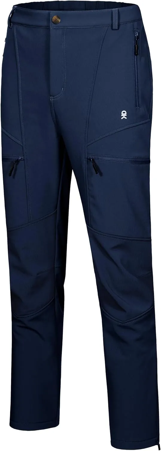 Little Donkey Andy Men's Fleece Lined Hiking Ski Snow Pants, Winter Windproof Softshell Pants, Warm and Water Repellent