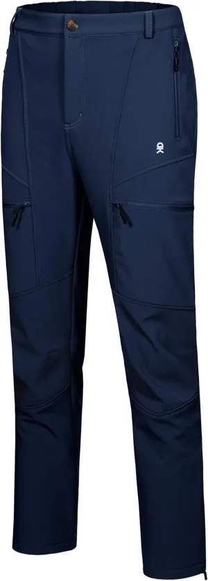 Little Donkey Andy Men's Fleece Lined Hiking Ski Snow Pants, Winter Windproof Softshell Pants, Warm and Water Repellent
