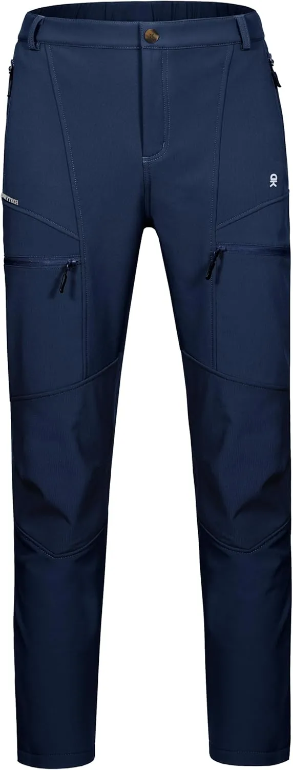 Little Donkey Andy Men's Fleece Lined Hiking Ski Snow Pants, Winter Windproof Softshell Pants, Warm and Water Repellent