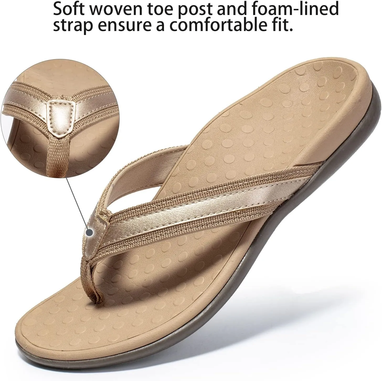 LLSOARSS Plantar Fasciitis Feet Sandal with Arch Support - Best Orthotic flip Flops for Flat Feet，Heel Pain- for Women