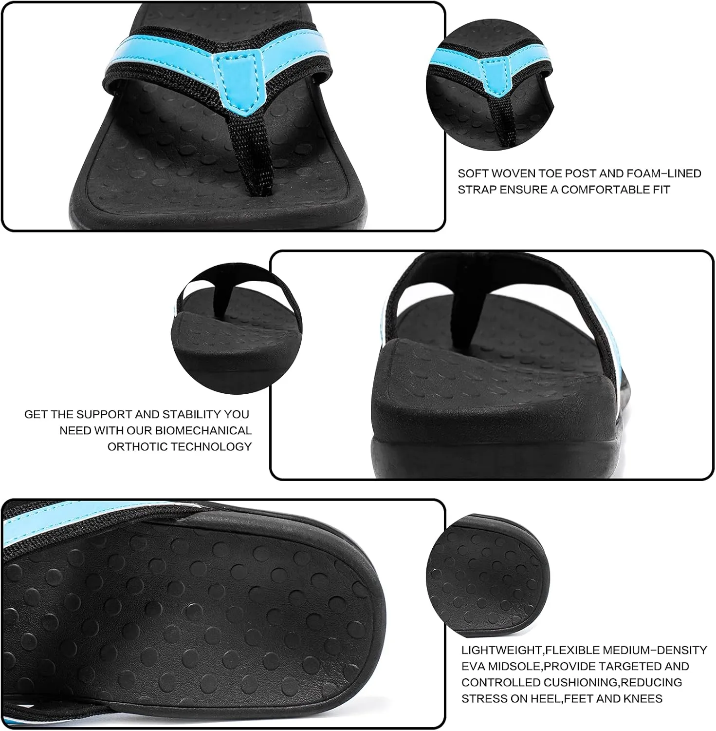 LLSOARSS Plantar Fasciitis Feet Sandal with Arch Support - Best Orthotic flip Flops for Flat Feet，Heel Pain- for Women