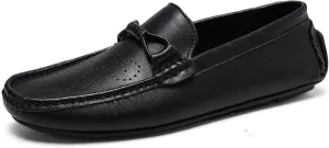 Loafer Shoes for Men Rope Tie Brogue Round Toe Genuine Leather Breathable Resistant Soft Flat Heel Driving Slip On for Any Attire