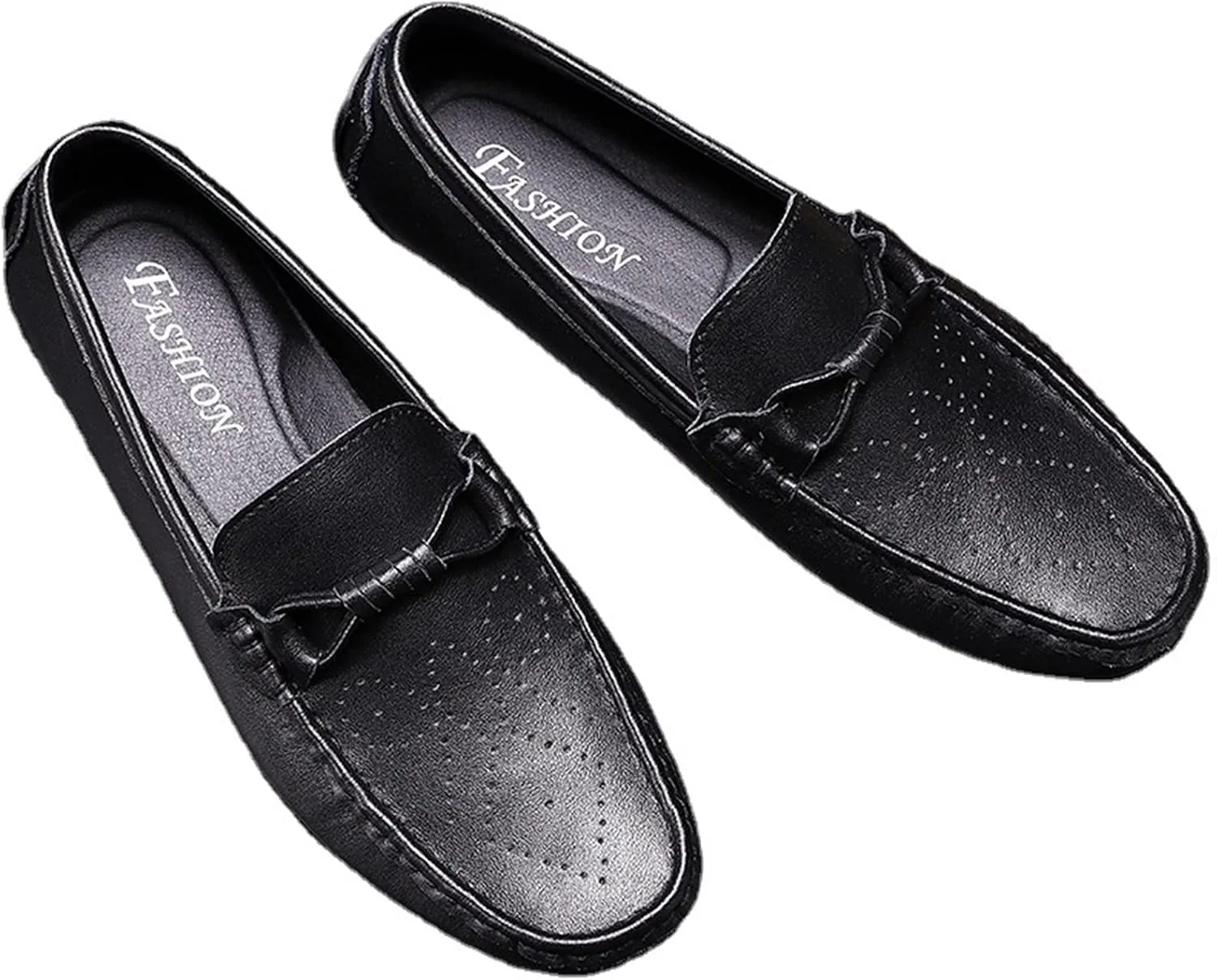 Loafer Shoes for Men Rope Tie Brogue Round Toe Genuine Leather Breathable Resistant Soft Flat Heel Driving Slip On for Any Attire