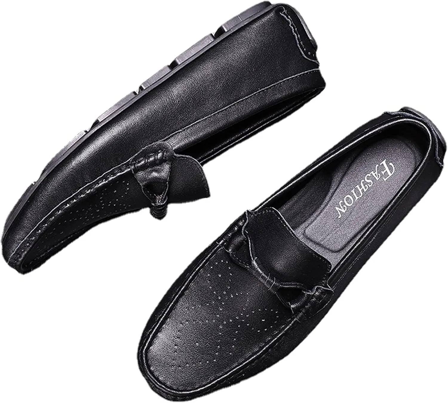 Loafer Shoes for Men Rope Tie Brogue Round Toe Genuine Leather Breathable Resistant Soft Flat Heel Driving Slip On for Any Attire