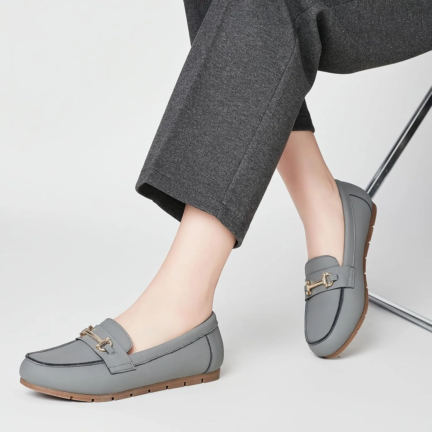 Loafers for Women Business Casual Work Shoes Comfortable & Lightweight Leather Womens Dress Penny Loafers Flats Slip On Shoes