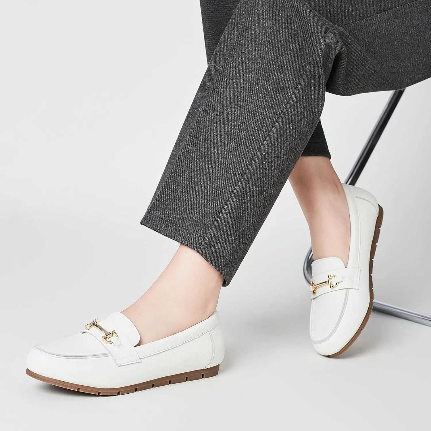 Loafers for Women Business Casual Work Shoes Comfortable & Lightweight Leather Womens Dress Penny Loafers Flats Slip On Shoes