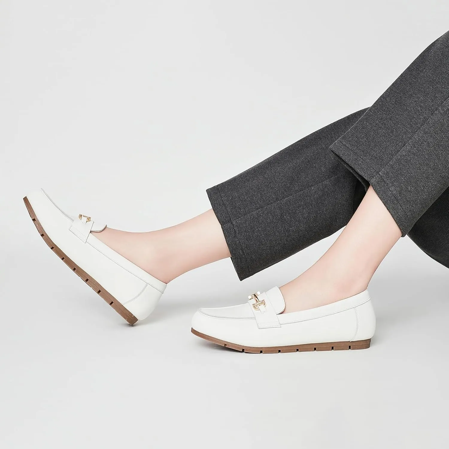 Loafers for Women Business Casual Work Shoes Comfortable & Lightweight Leather Womens Dress Penny Loafers Flats Slip On Shoes
