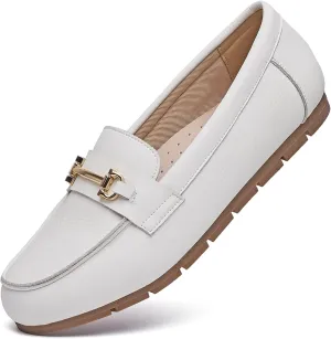 Loafers for Women Business Casual Work Shoes Comfortable & Lightweight Leather Womens Dress Penny Loafers Flats Slip On Shoes