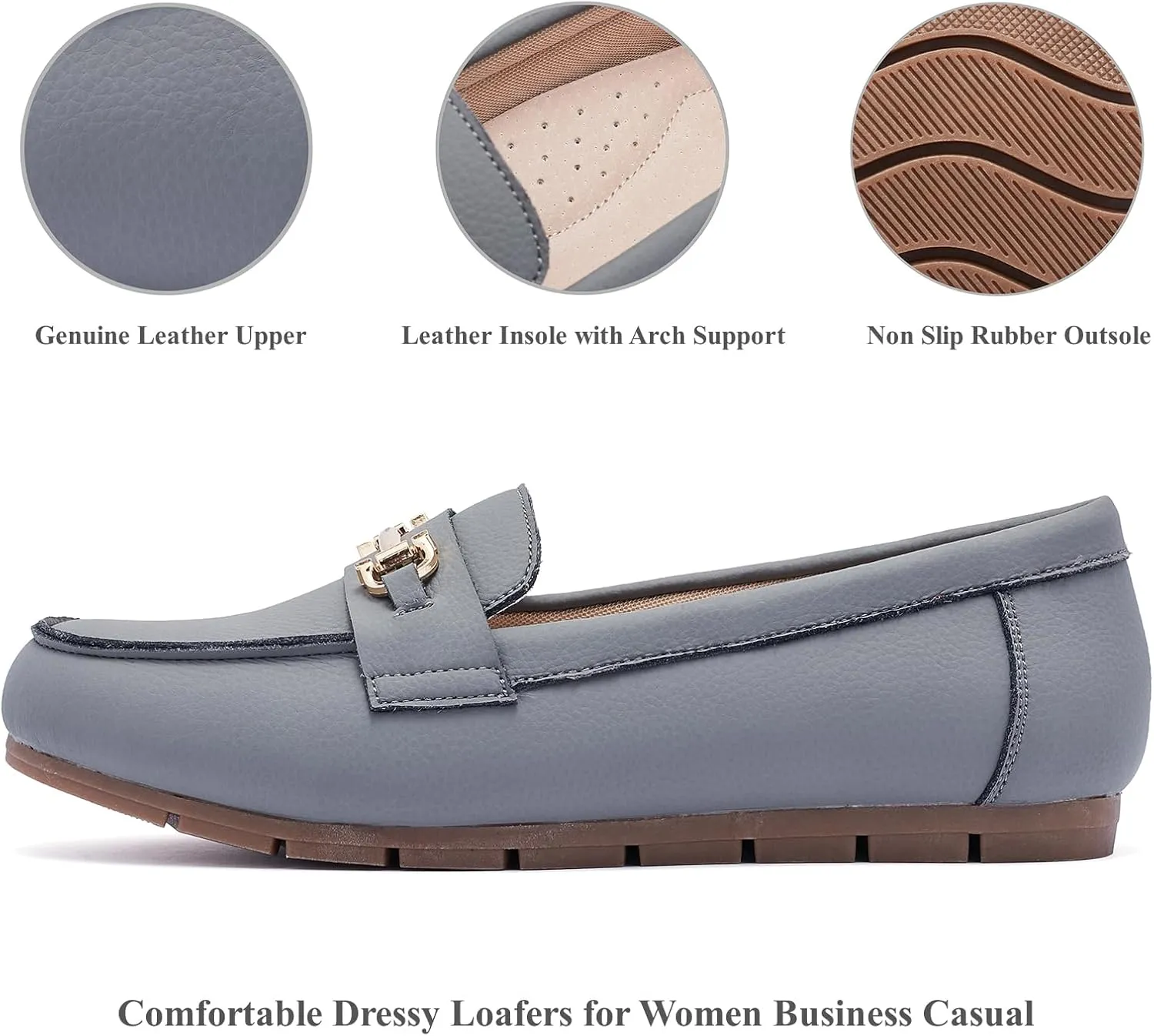 Loafers for Women Business Casual Work Shoes Comfortable & Lightweight Leather Womens Dress Penny Loafers Flats Slip On Shoes