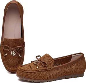 Loafers for Women Comfortable Knit Slip-On Shoes-Breathable Lightweight Driving Walking Mesh Flats for Work Office Comfort