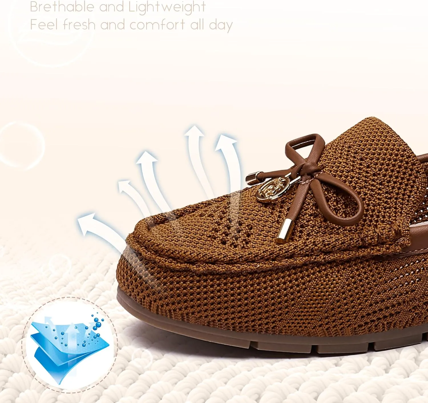 Loafers for Women Comfortable Knit Slip-On Shoes-Breathable Lightweight Driving Walking Mesh Flats for Work Office Comfort