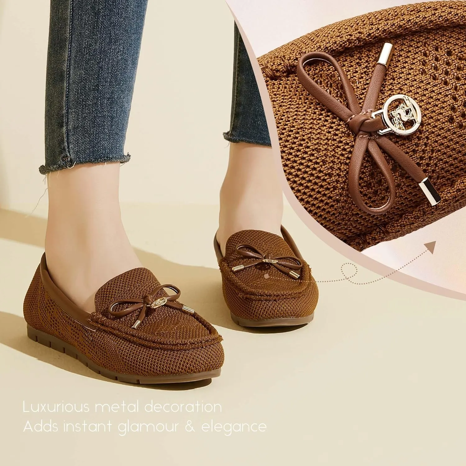 Loafers for Women Comfortable Knit Slip-On Shoes-Breathable Lightweight Driving Walking Mesh Flats for Work Office Comfort