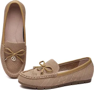 Loafers for Women Comfortable Knit Slip-On Shoes-Breathable Lightweight Driving Walking Mesh Flats for Work Office Comfort
