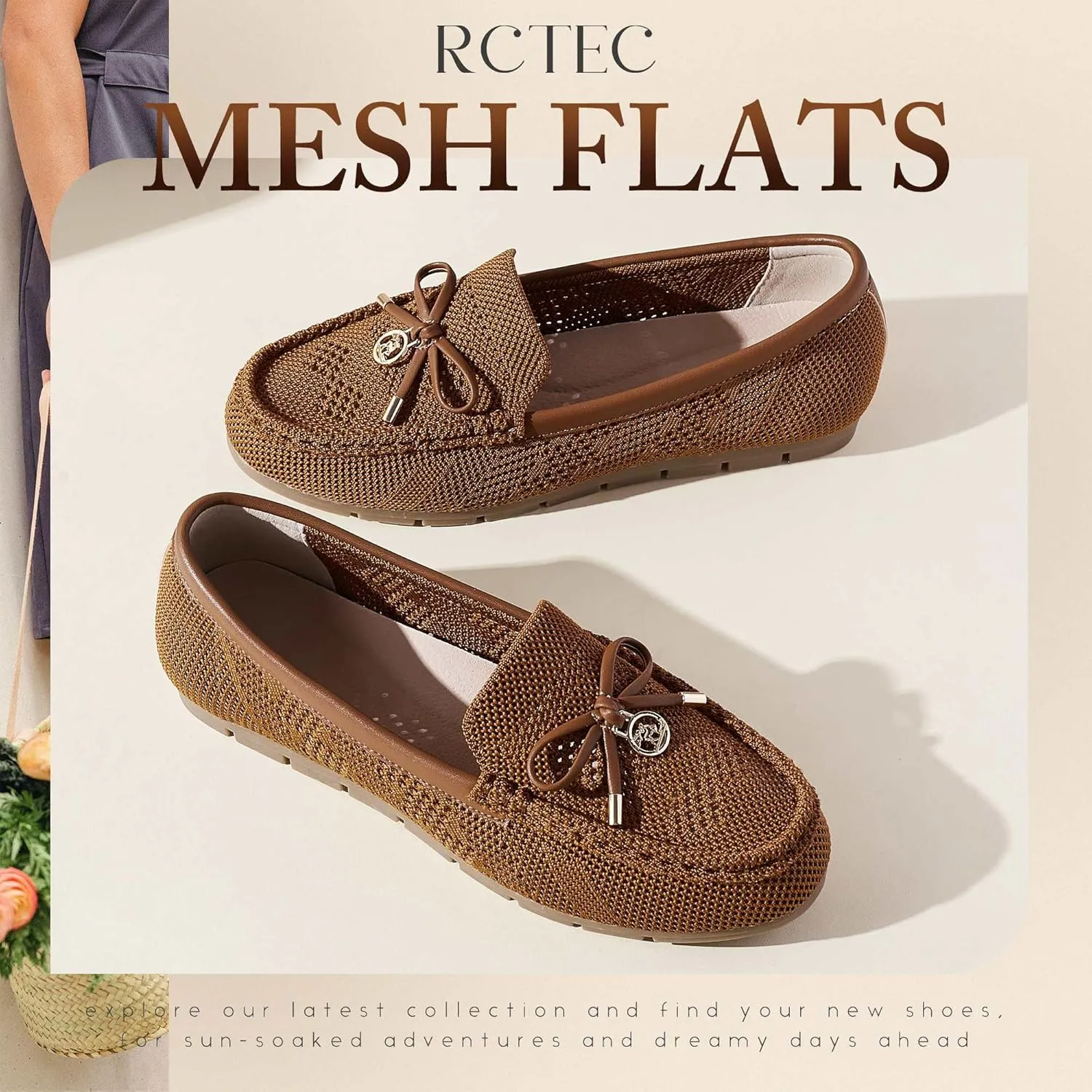Loafers for Women Comfortable Knit Slip-On Shoes-Breathable Lightweight Driving Walking Mesh Flats for Work Office Comfort