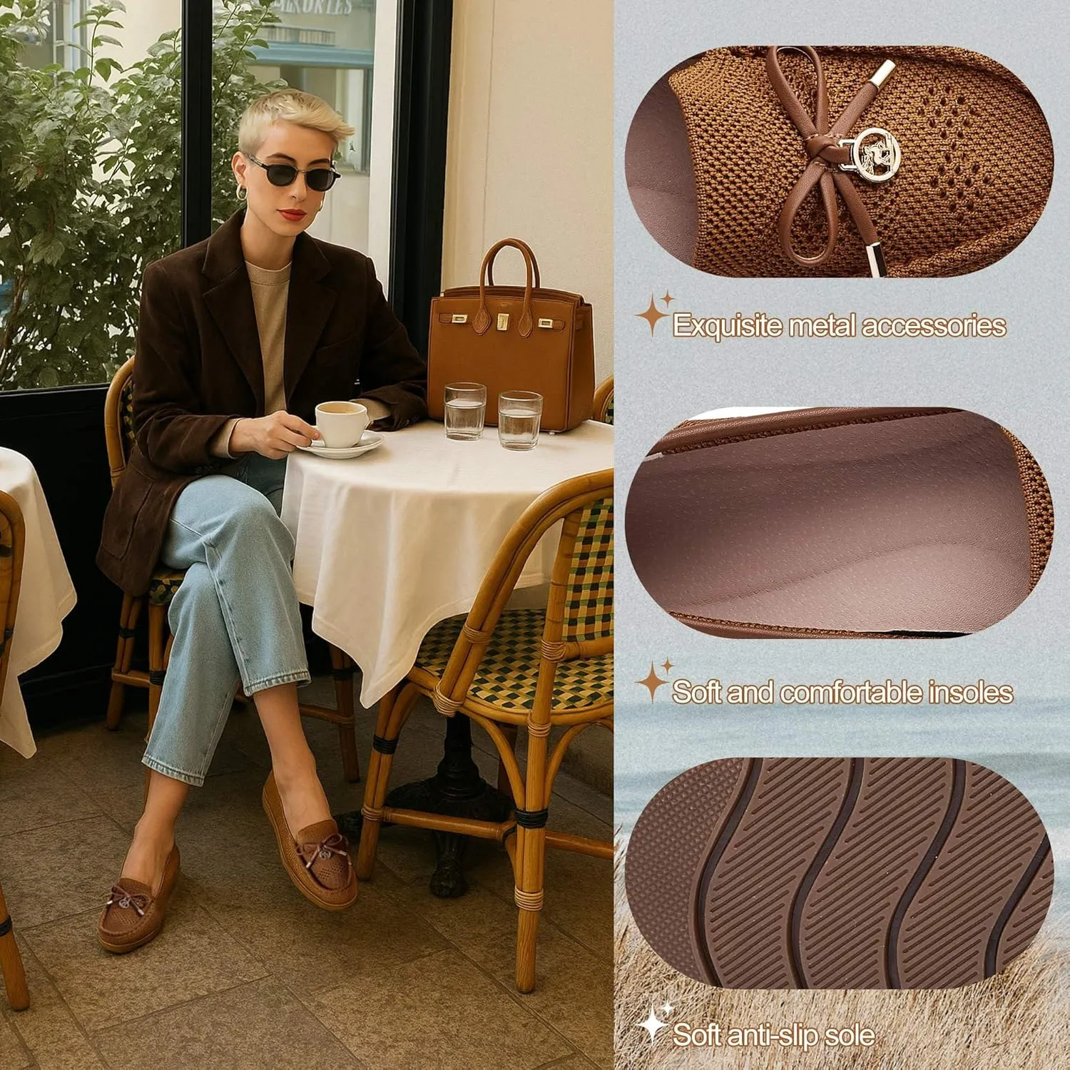 Loafers for Women Comfortable Knit Slip-On Shoes-Breathable Lightweight Driving Walking Mesh Flats for Work Office Comfort