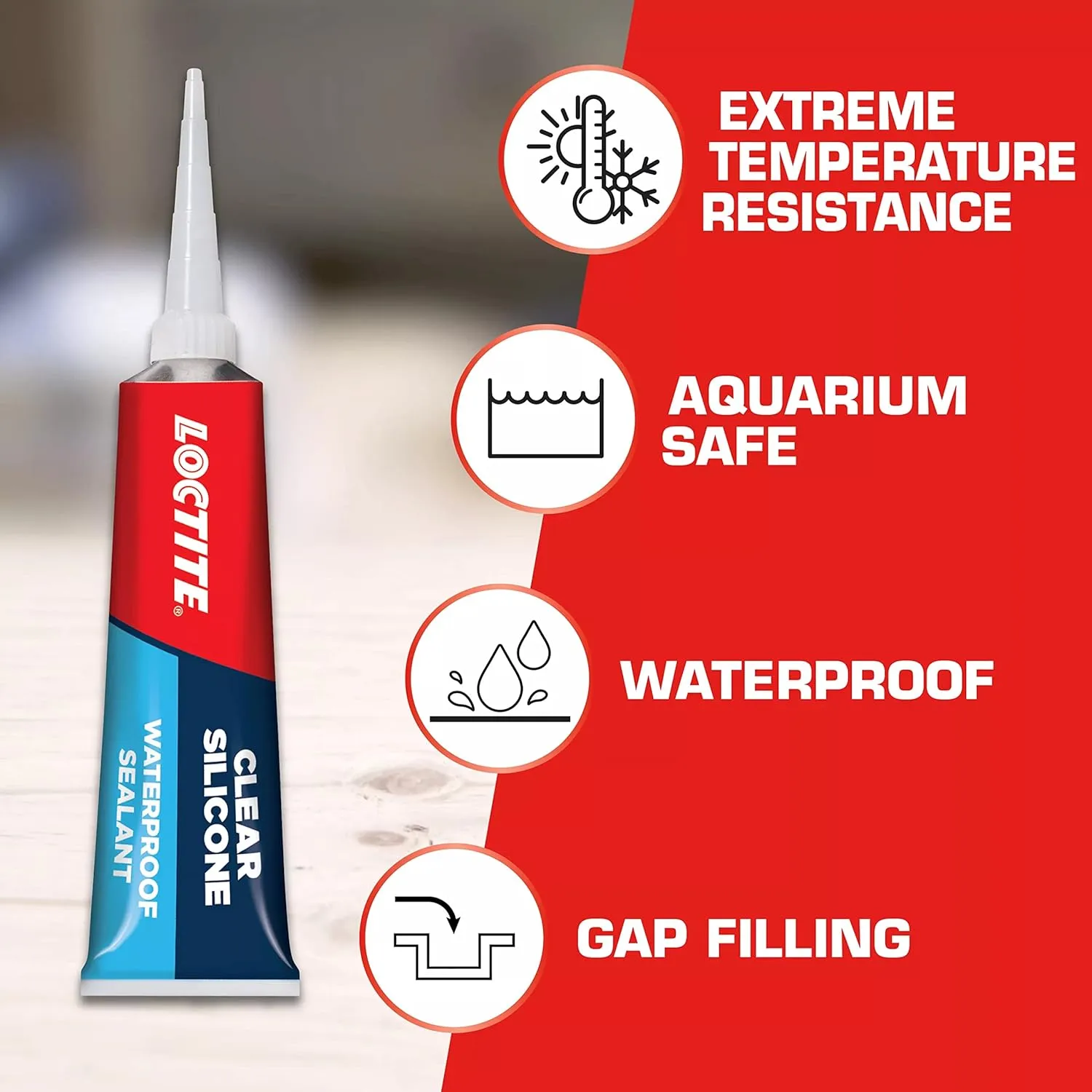 Loctite Clear Silicone Sealant, 2.7 fl oz, 6 Pack - 100% Waterproof Sealant for Glass, Ceramic, Wood, Plastic & More