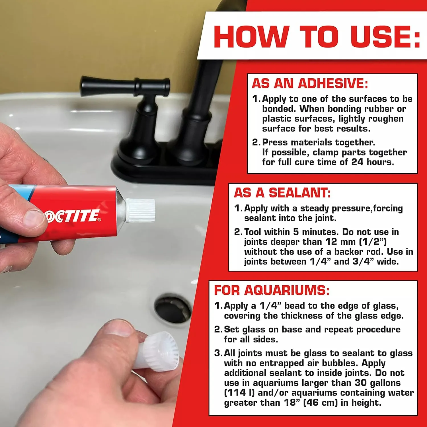 Loctite Clear Silicone Sealant, 2.7 fl oz, 6 Pack - 100% Waterproof Sealant for Glass, Ceramic, Wood, Plastic & More