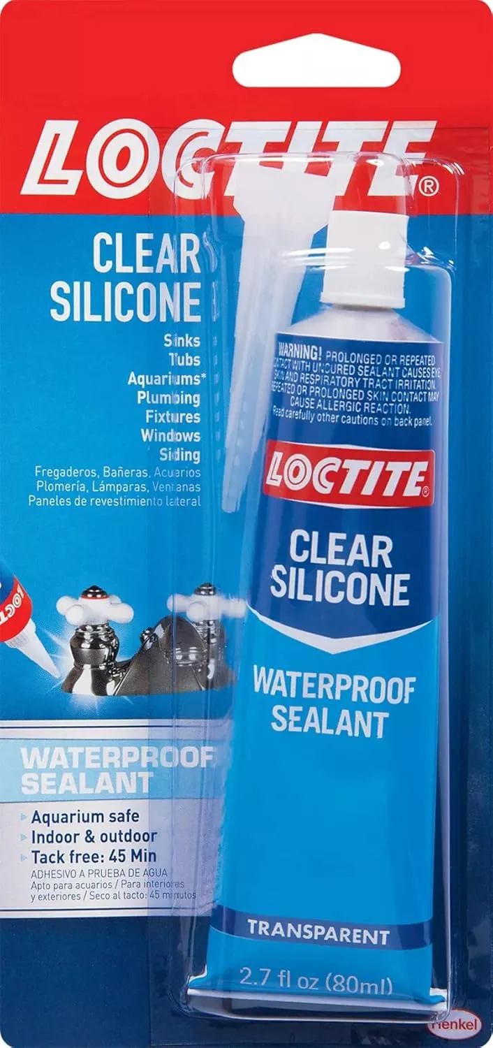 Loctite Clear Silicone Sealant, 2.7 fl oz, 6 Pack - 100% Waterproof Sealant for Glass, Ceramic, Wood, Plastic & More