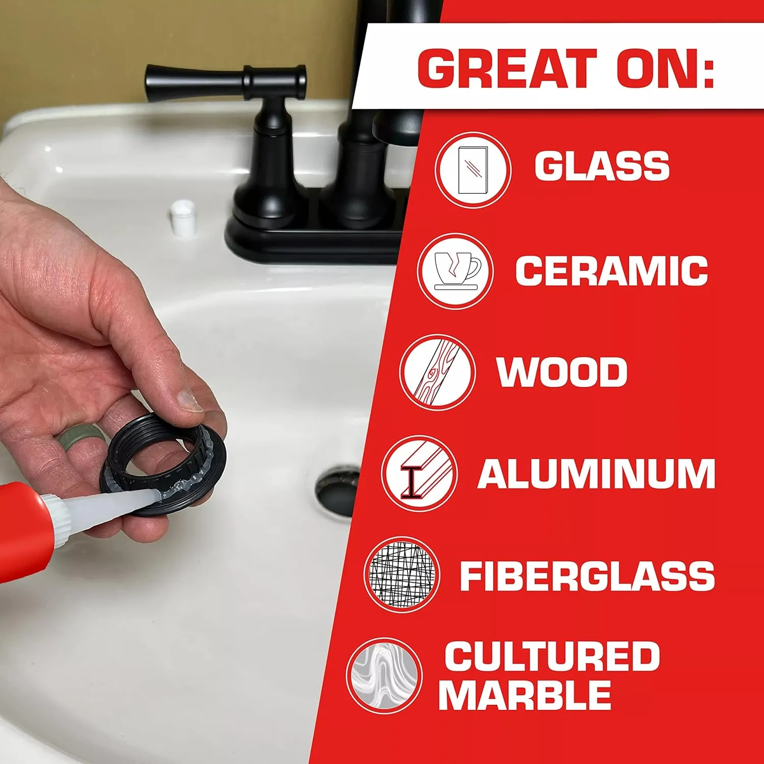 Loctite Clear Silicone Sealant, 2.7 fl oz, 6 Pack - 100% Waterproof Sealant for Glass, Ceramic, Wood, Plastic & More
