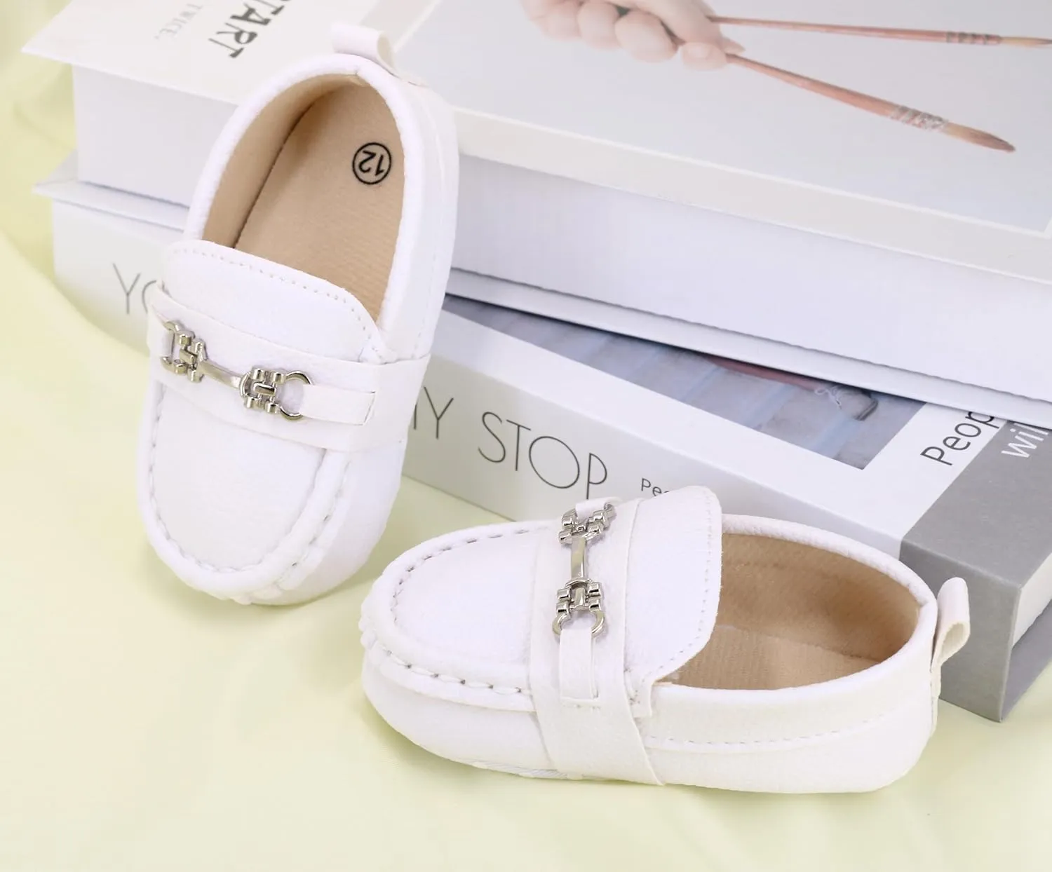 LONSOEN Baby Girls Boys Loafers Prewalker Dress Crib Shoes