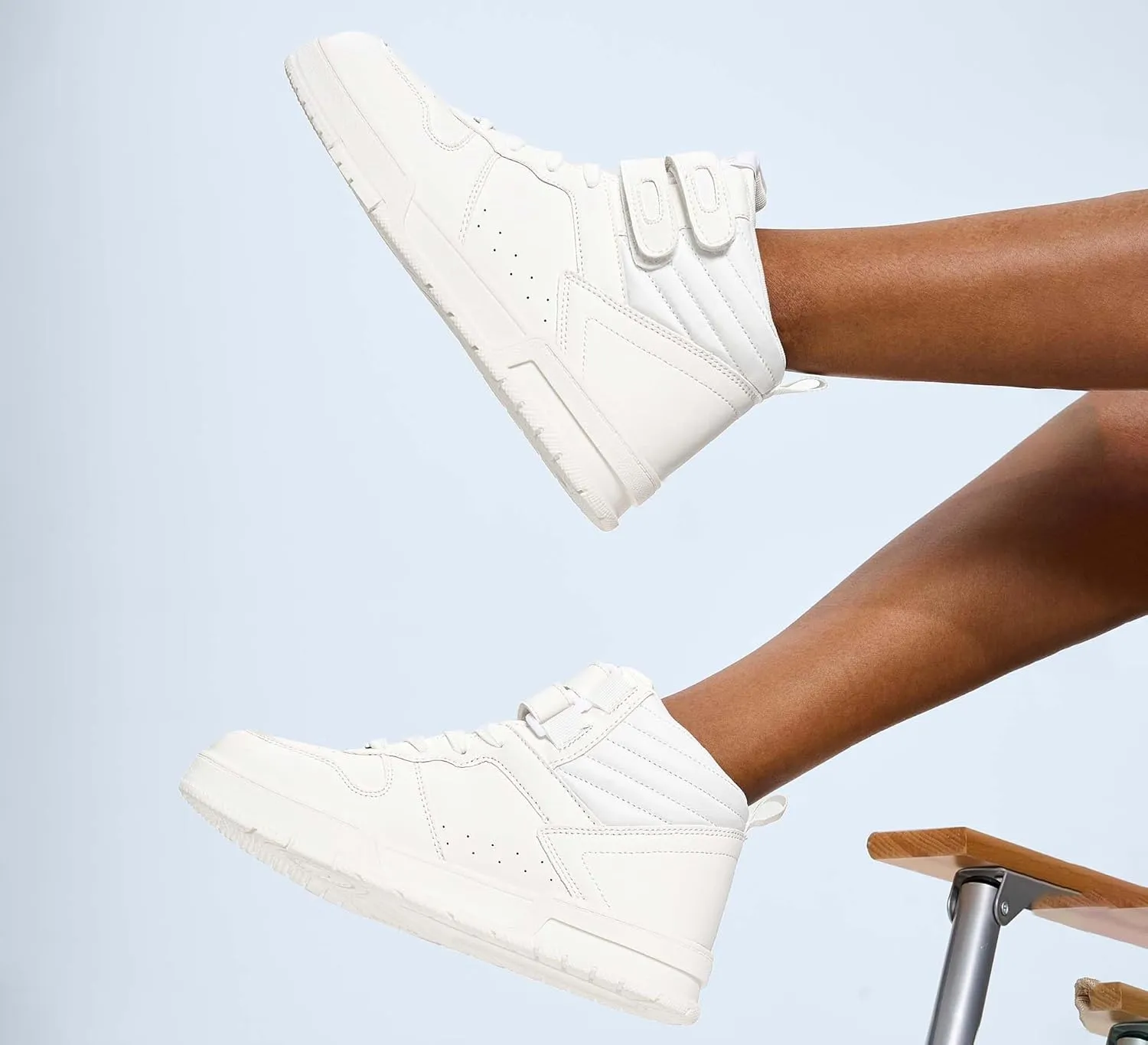 LUCKY STEP Women's High Top Fashion Sneakers Basketball Ankle Boots Walking Tennis Shoes Platform Hook and Loop Casual Faux Leather Sneaker