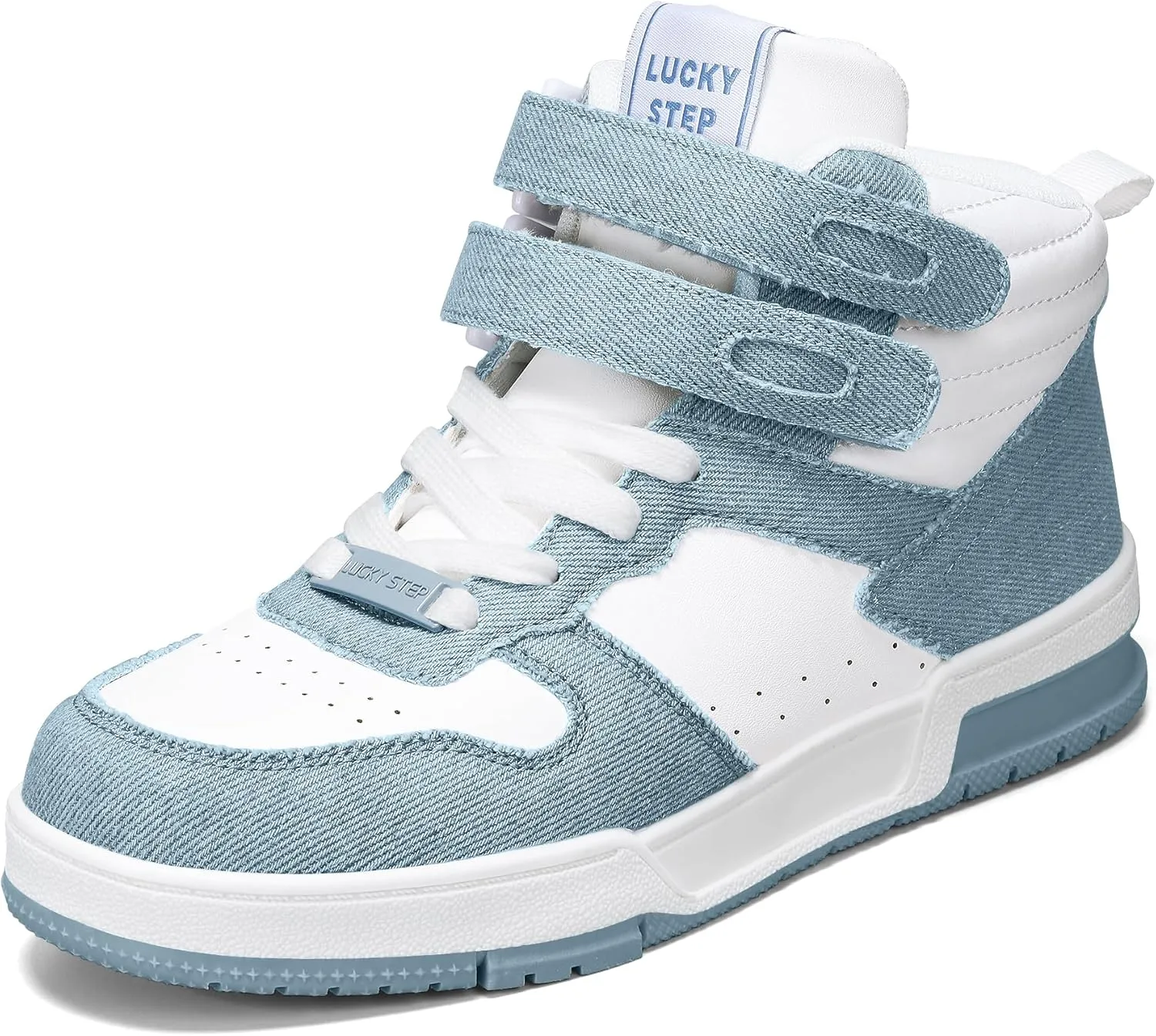 LUCKY STEP Women's High Top Fashion Sneakers Basketball Ankle Boots Walking Tennis Shoes Platform Hook and Loop Casual Faux Leather Sneaker