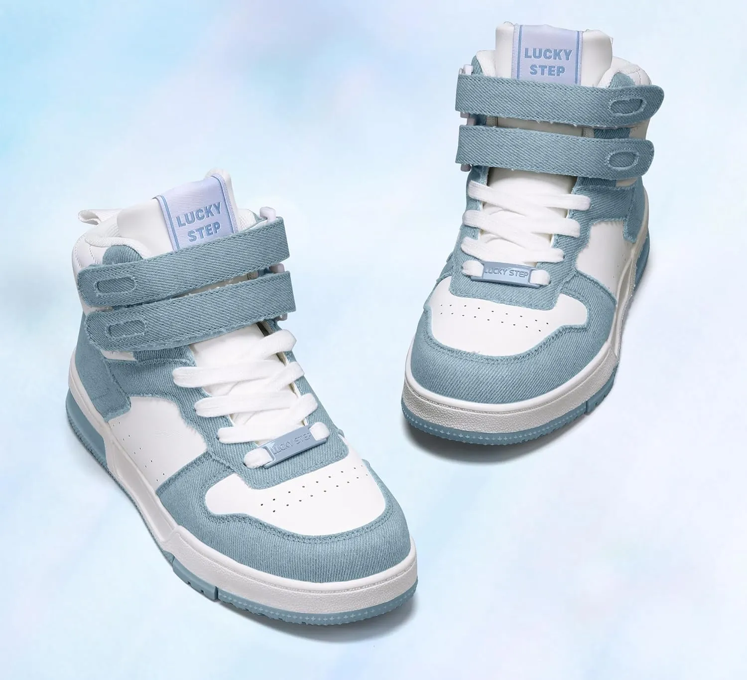 LUCKY STEP Women's High Top Fashion Sneakers Basketball Ankle Boots Walking Tennis Shoes Platform Hook and Loop Casual Faux Leather Sneaker