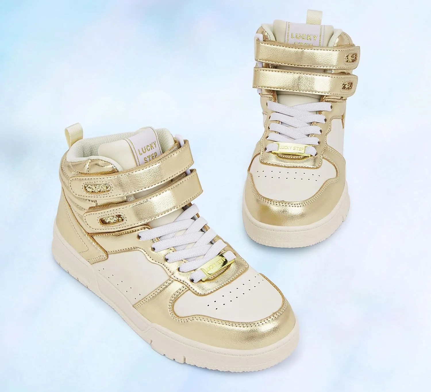 LUCKY STEP Women's High Top Fashion Sneakers Basketball Ankle Boots Walking Tennis Shoes Platform Hook and Loop Casual Faux Leather Sneaker