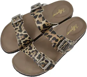 Luffymomo Womens Slide Sole Sandals Cork Footbed Adjustable Stap Buckle Sandals