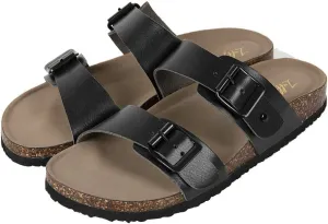 Luffymomo Womens Slide Sole Sandals Cork Footbed Adjustable Stap Buckle Sandals