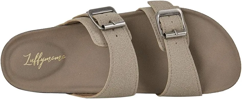 Luffymomo Womens Slide Sole Sandals Cork Footbed Adjustable Stap Buckle Sandals