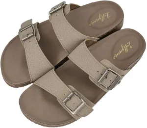 Luffymomo Womens Slide Sole Sandals Cork Footbed Adjustable Stap Buckle Sandals