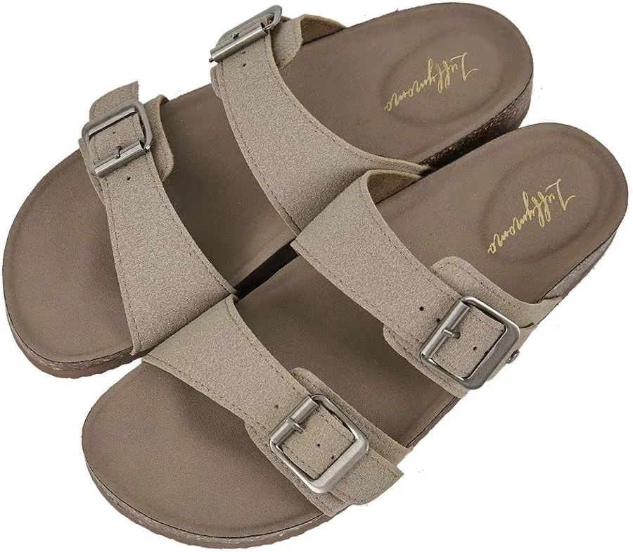 Luffymomo Womens Slide Sole Sandals Cork Footbed Adjustable Stap Buckle Sandals