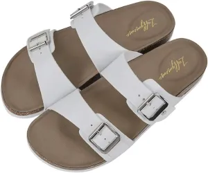 Luffymomo Womens Slide Sole Sandals Cork Footbed Adjustable Stap Buckle Sandals