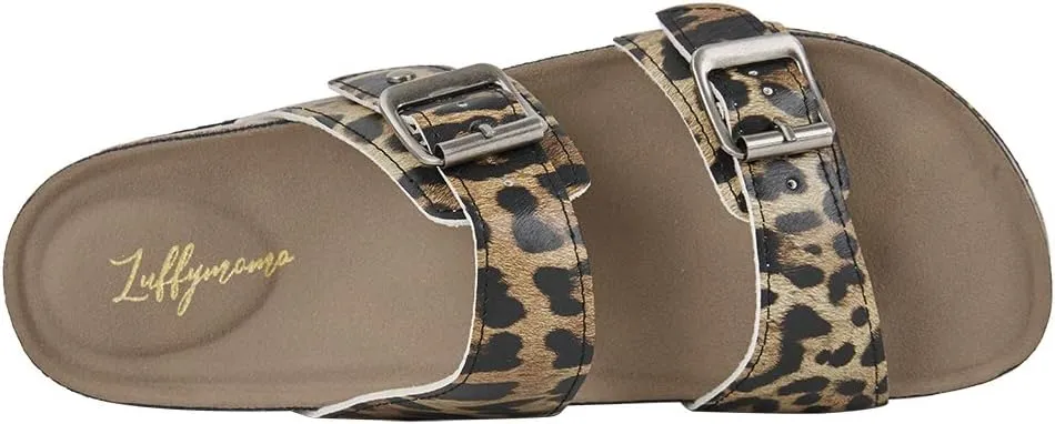 Luffymomo Womens Slide Sole Sandals Cork Footbed Adjustable Stap Buckle Sandals