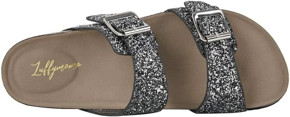 Luffymomo Womens Slide Sole Sandals Cork Footbed Adjustable Stap Buckle Sandals