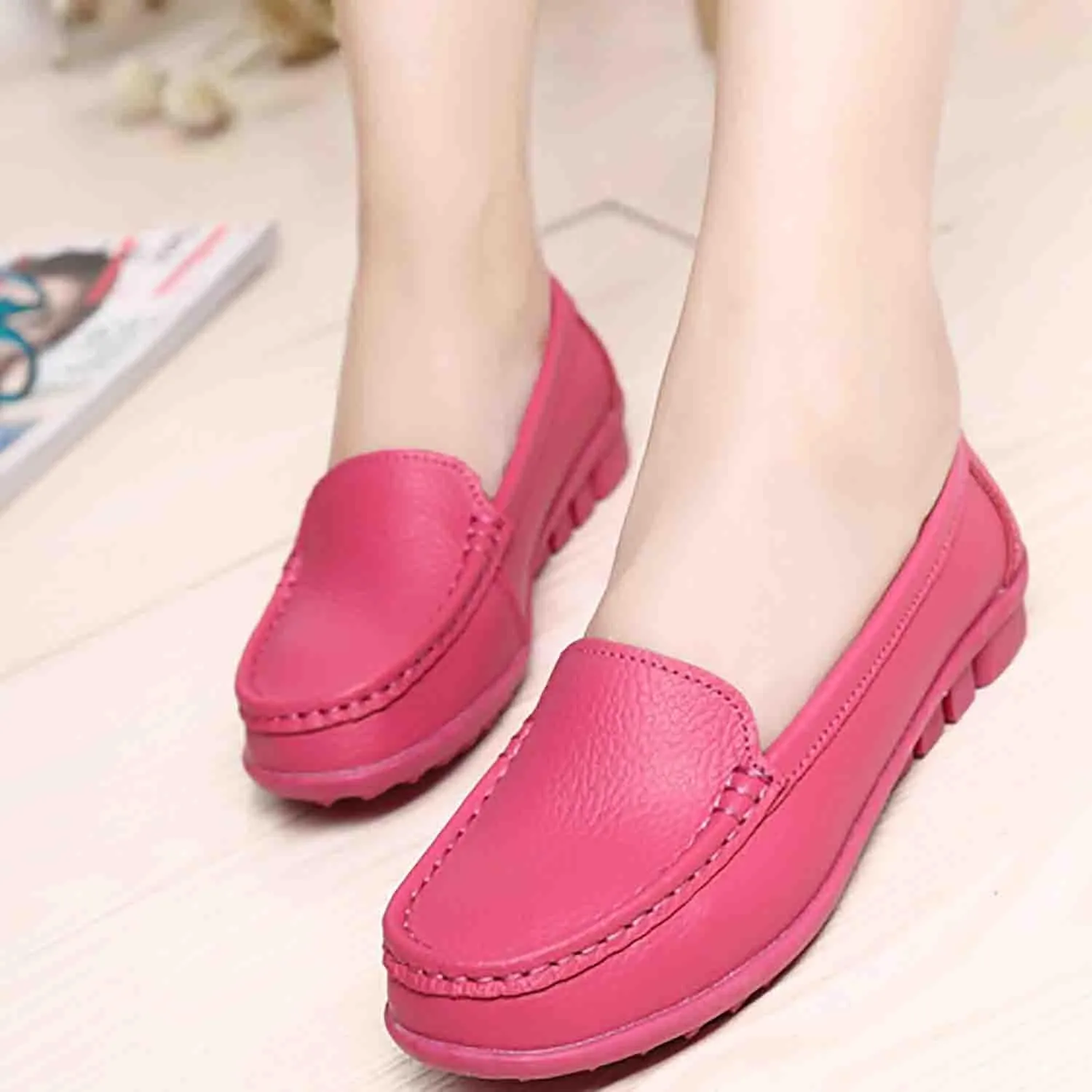 MEBAMY Women's Casual Platform Loafers Lightweight and Non-Slip Wedge Fashion Slip-On Sneaker for Women,White
