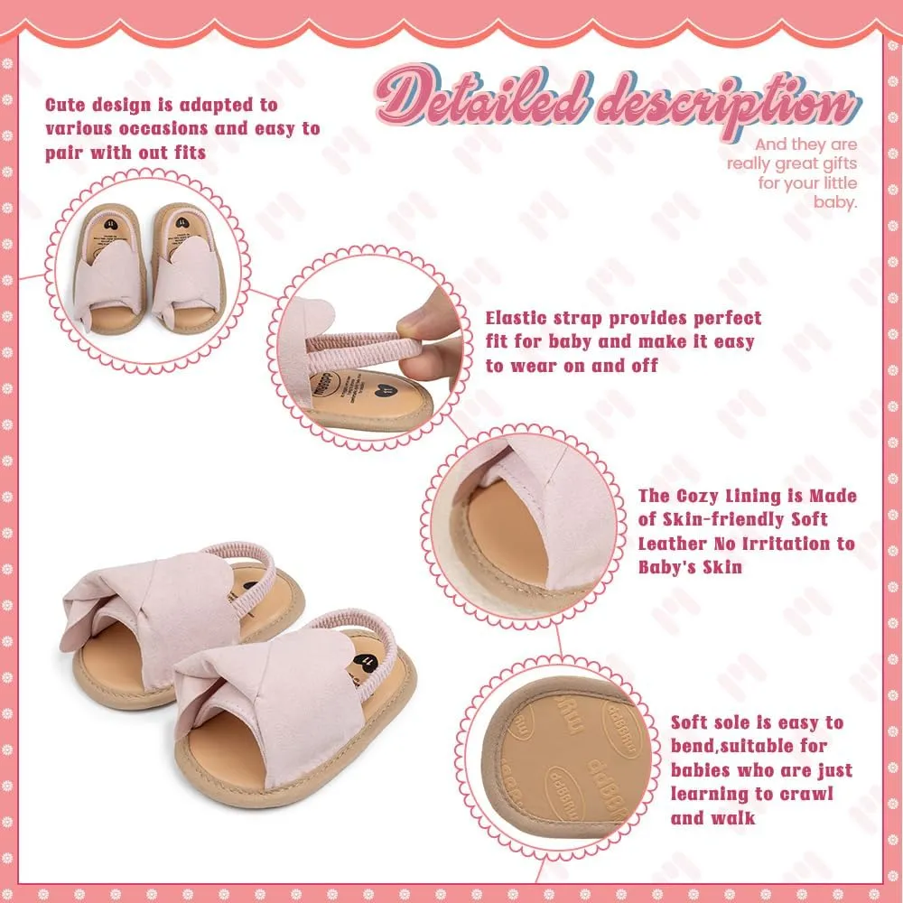 Meckior Infant Baby Girls Boys Summer Sandals Open Toe Lace Princess Dress Wedding Flats Shoes Newborn Toddler Soft Non-slip Sole First Walker Crib Shoes