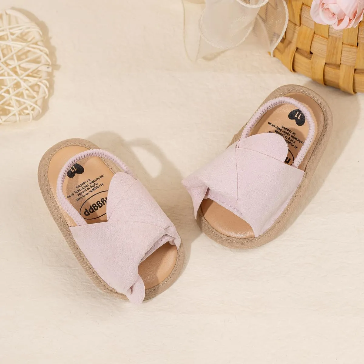 Meckior Infant Baby Girls Boys Summer Sandals Open Toe Lace Princess Dress Wedding Flats Shoes Newborn Toddler Soft Non-slip Sole First Walker Crib Shoes