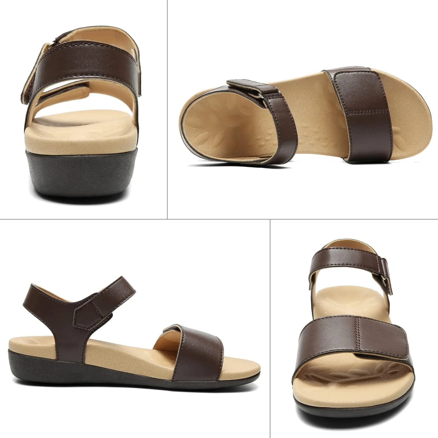 MEGNYA Comfortable Arch Support Walking Sandals for Women, Plantar Fasciitis Slides with Soft Straps, Orthotic Sandals with Non-Slip Lightweight Sole