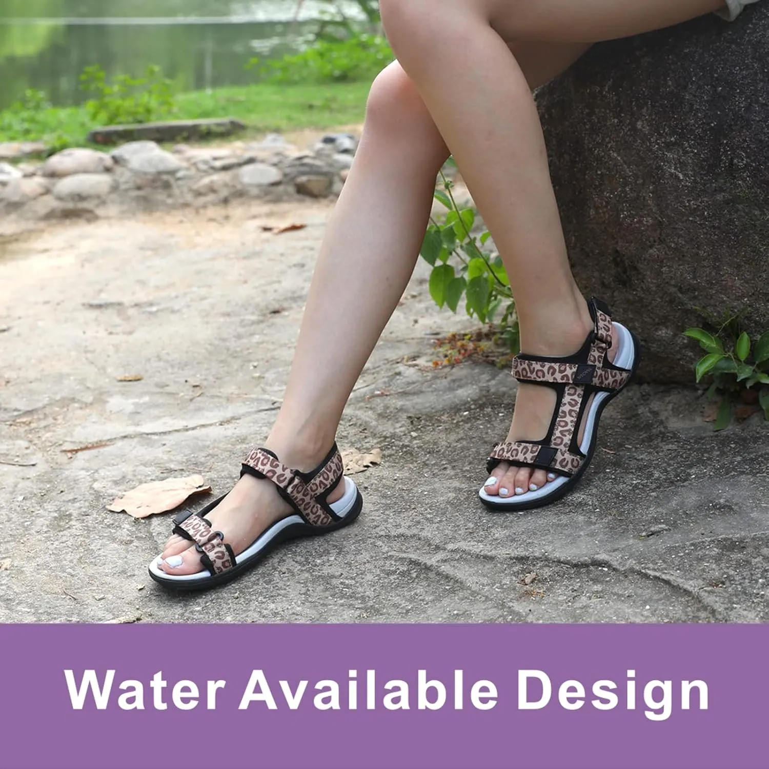 MEGNYA Comfortable Hiking Sandals for Womens, Classic Sport Walking Sandals with Adjustable Straps, Casual Summer Athletic Sandals for Trekking, Camping, Trip