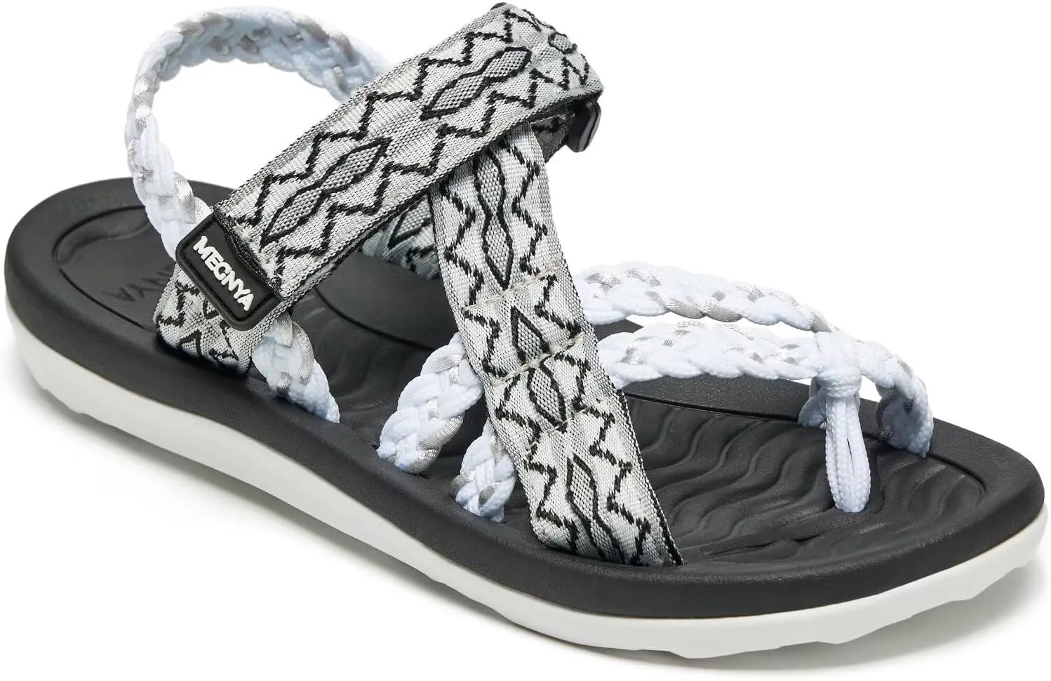 MEGNYA Hiking Sandals for Womens, Comfortable Walking Flip Flop Sandals with Arch Support, Athletic Sandals with Hook and Loop Straps for Beach Vacation Adventure