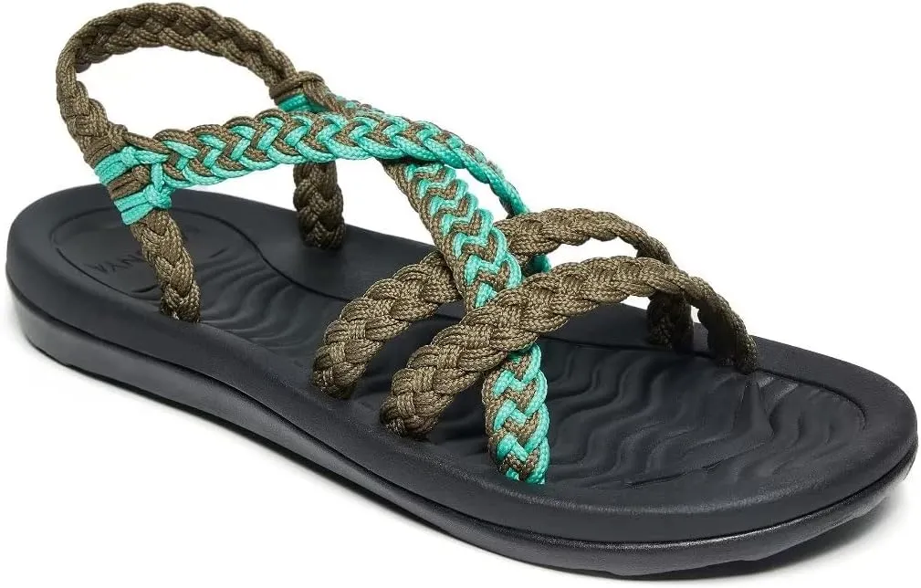 MEGNYA Women's Comfortable Walking Sandals with Arch Support, Athletic Hiking Sandals with Handmade Straps, Outdoor Soft Water Sandals for Beach Poolside Travel Camping