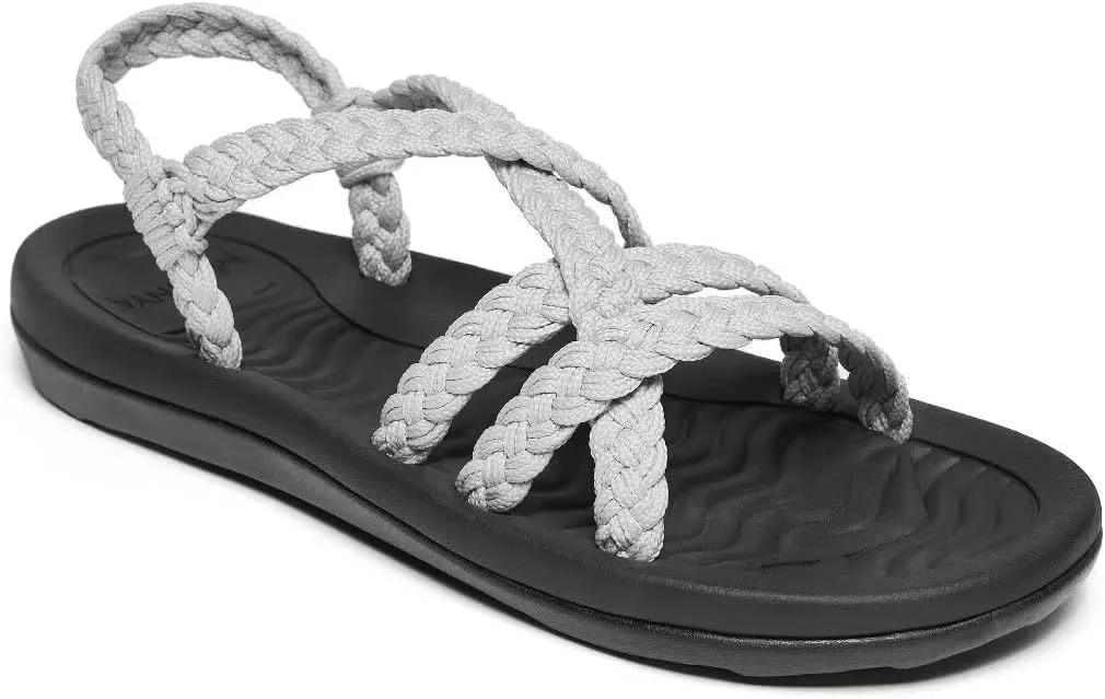 MEGNYA Women's Comfortable Walking Sandals with Arch Support, Athletic Hiking Sandals with Handmade Straps, Outdoor Soft Water Sandals for Beach Poolside Travel Camping